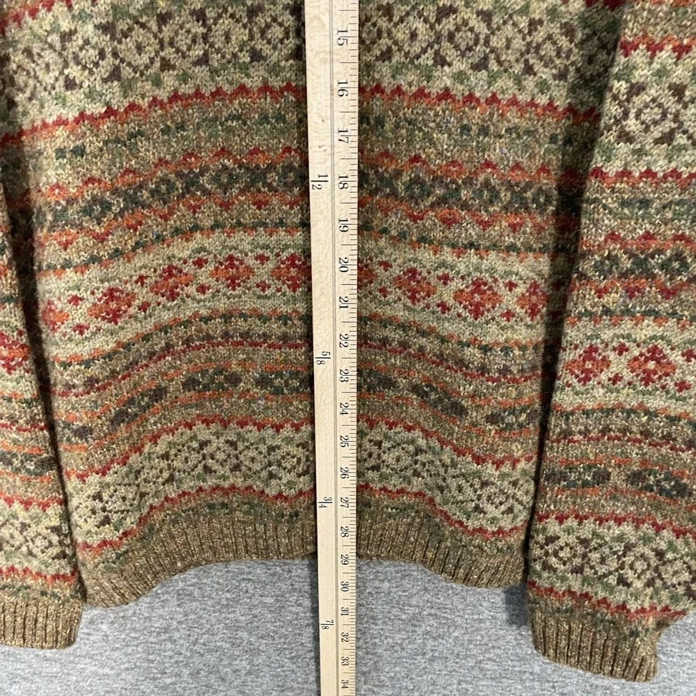 L.L.Bean Sweater Mens LT Wool Fair Isle Crewneck Knit Vintage Made in Scotland